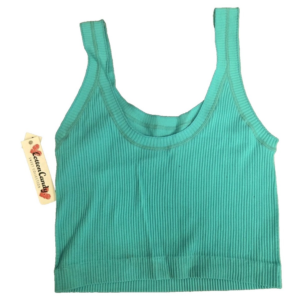 Cotton Candy Juniors Teal Crop Tank Top SZ M/L NWT